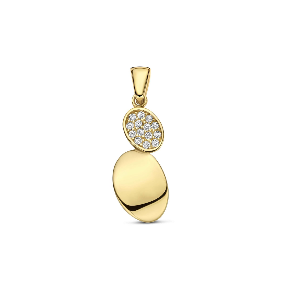 Hänger aus 9k Gelbgold mit glänzender Oberfläche und Zirkonia-Steinen