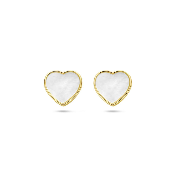 Ohrstecker Herz Perlmutt 14K Gelbgold