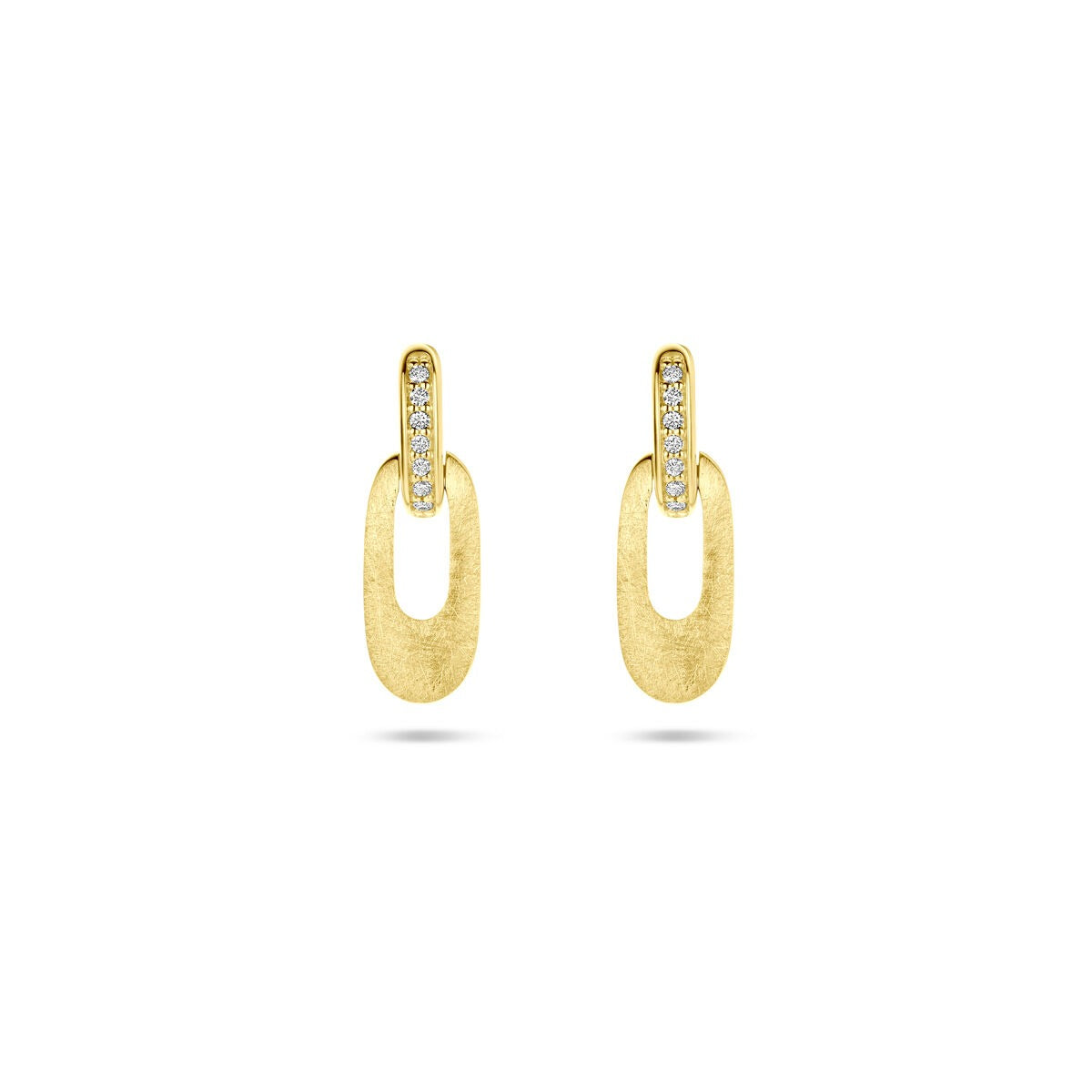 14k goldene Ohrhänger mit brillantgeschliffenem Diamanten 0,04 ct und mattem Finish