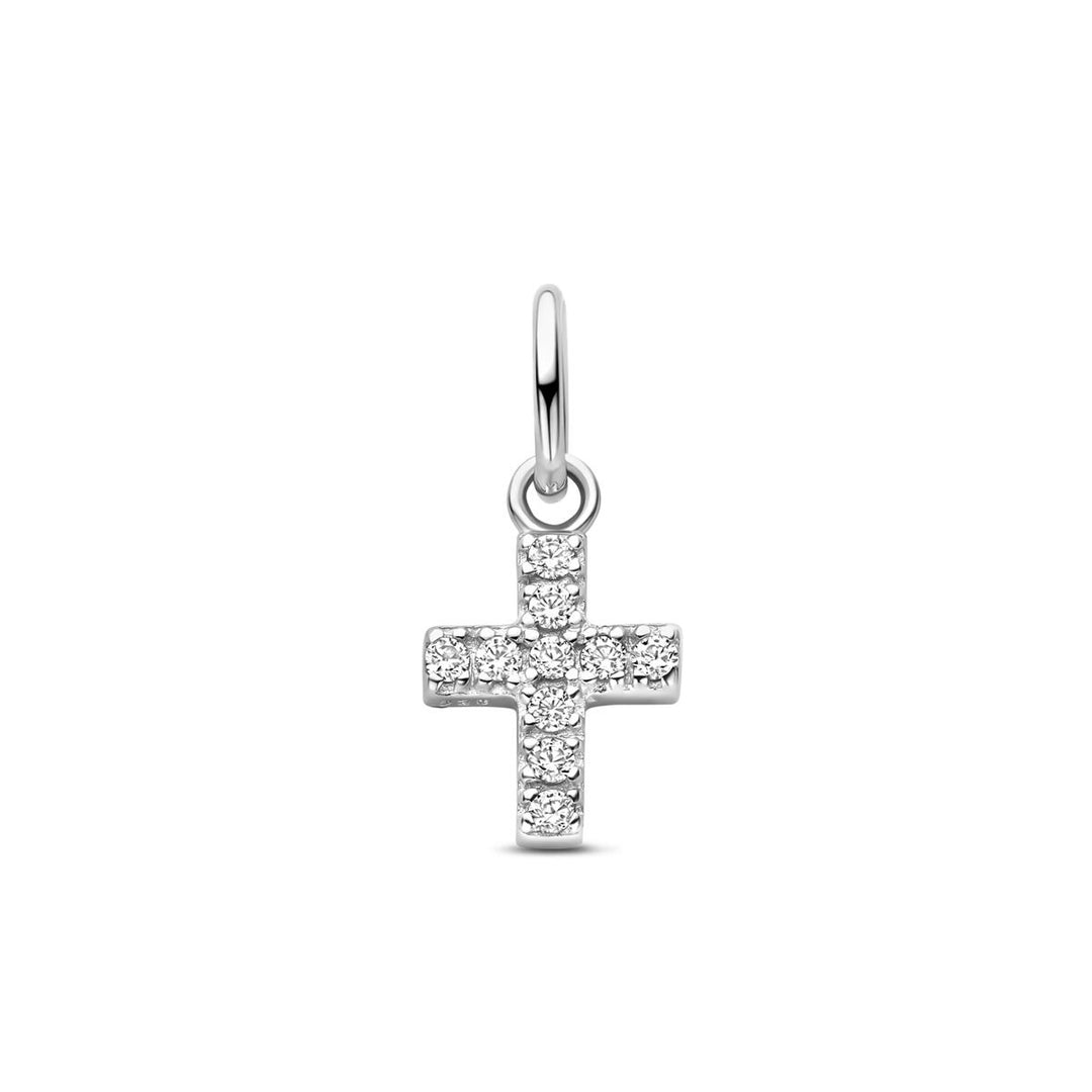 Zilveren hanger kruisvorm met zirkonia 15,5 mm