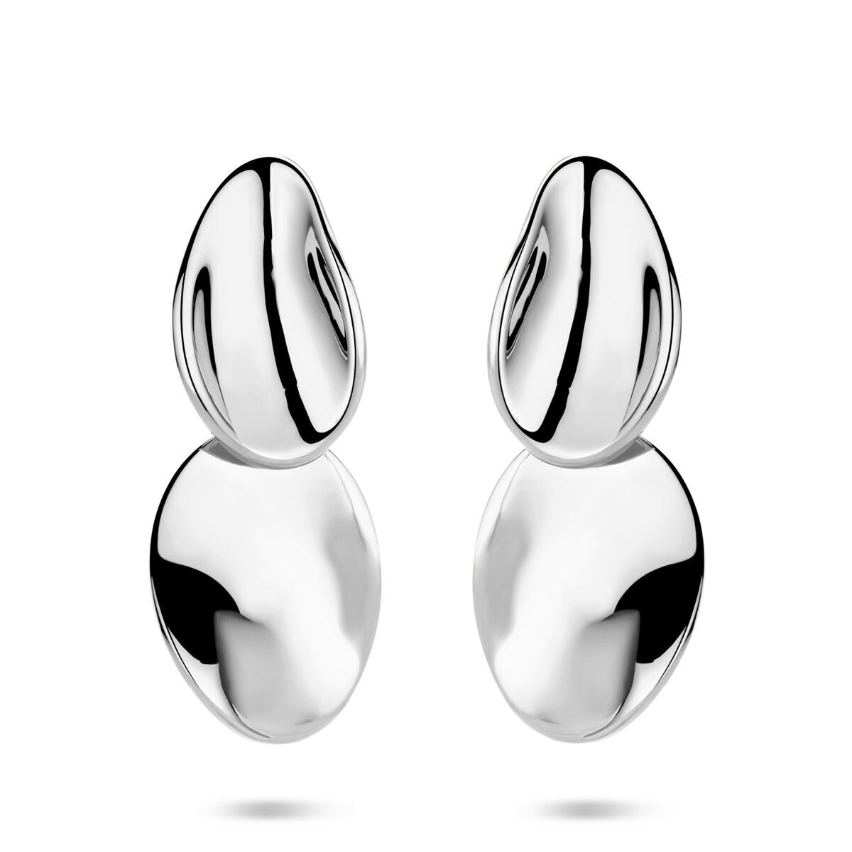 Gerhodineerde Ohrringe aus Silber mit einer ovalen und tropfenförmigen Form, 32 mm lang