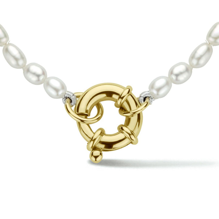 Perlenkette 41 cm mit großem Karabinerverschluss aus 14K Gelbgold