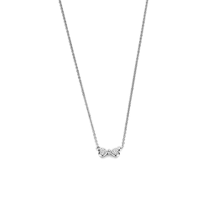 Zilveren ketting met zirkonia – hartvormig detail 42 - 45 cm