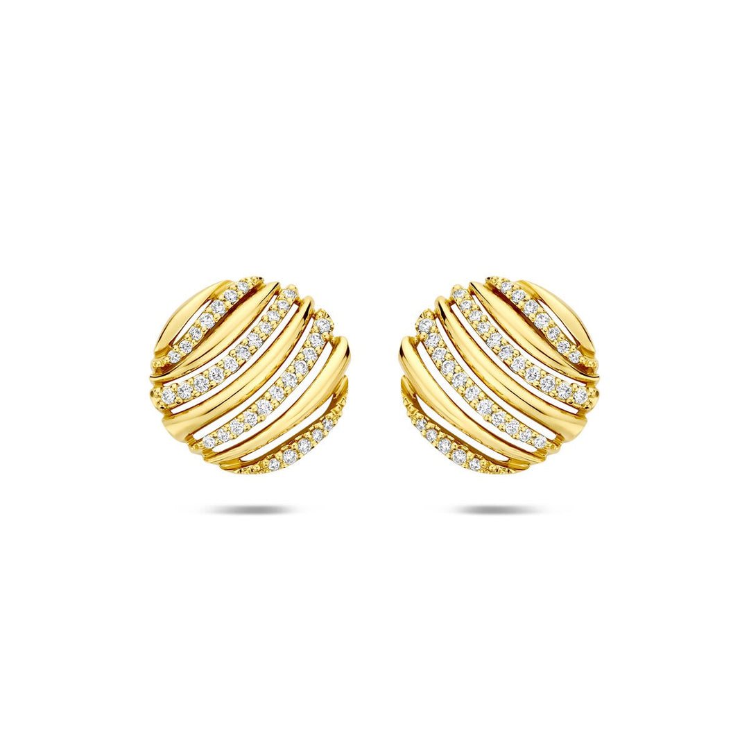 14k Geelgouden oorknoppen met diamant 0.20ct