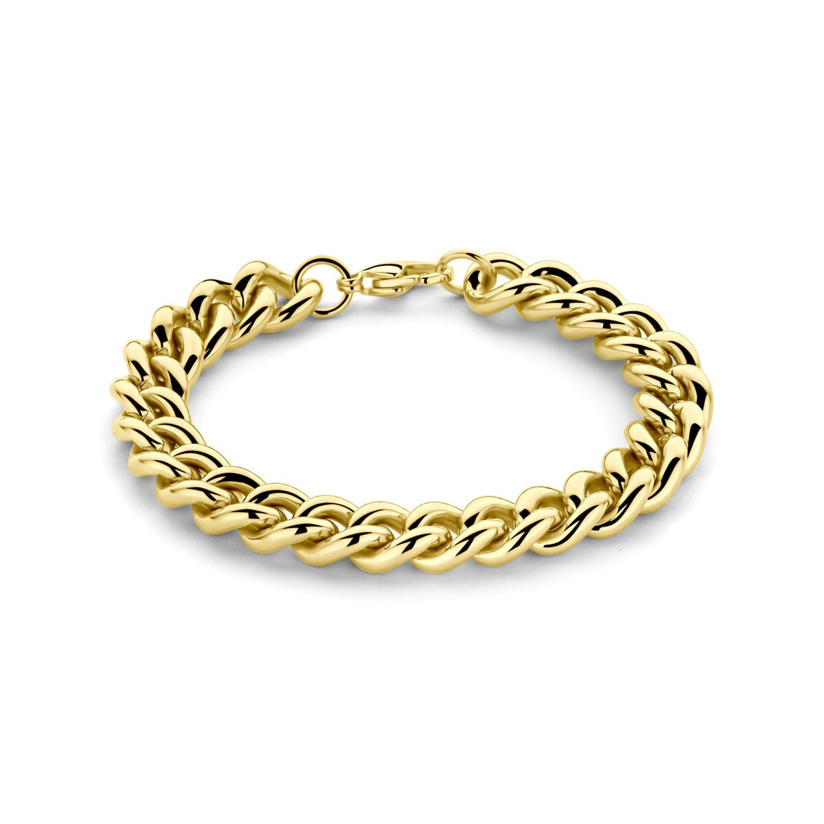 Gourmet-Armband aus goldfarbenem Stahl mit 10 mm breiten Gliedern