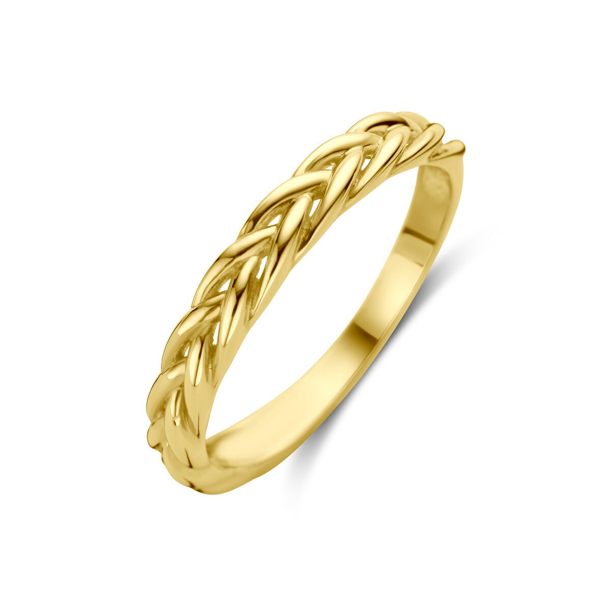 Damenring aus 9k gelbgold mit geflochtenem Design und glänzender Oberfläche