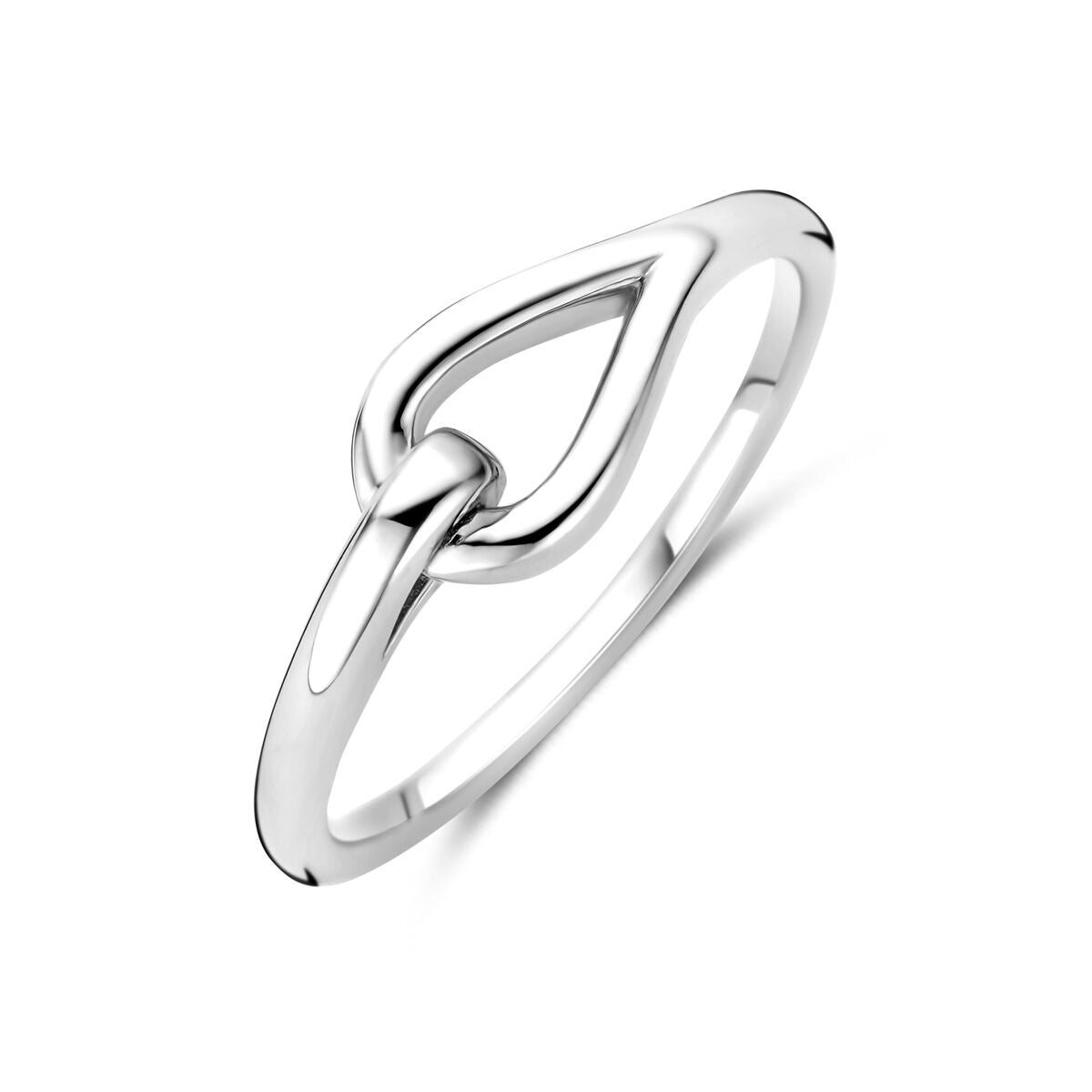Silberner Damenring mit rhodiniertem Band und tropfenförmigem Design