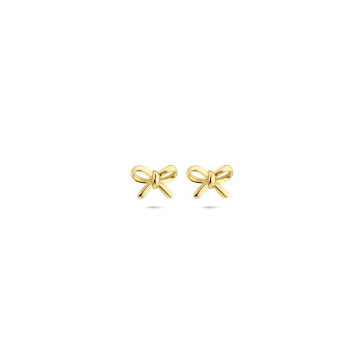 14k Geelgouden oorknoppen in strikvorm 4.5x6.5mm