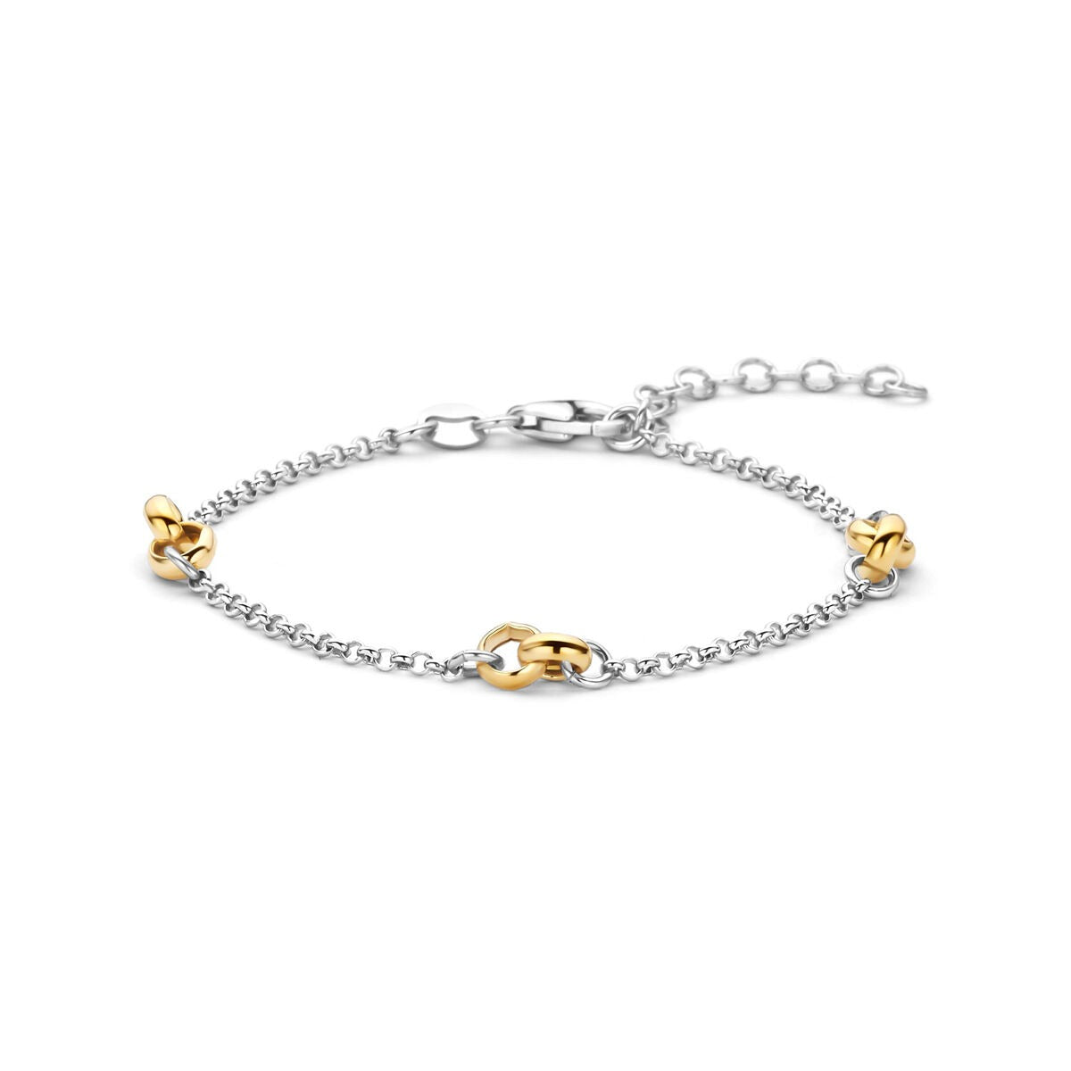 Verguld geel en gerhodineerd zilveren schakelarmband