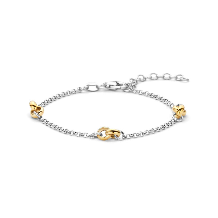 Verguld geel en gerhodineerd zilveren schakelarmband