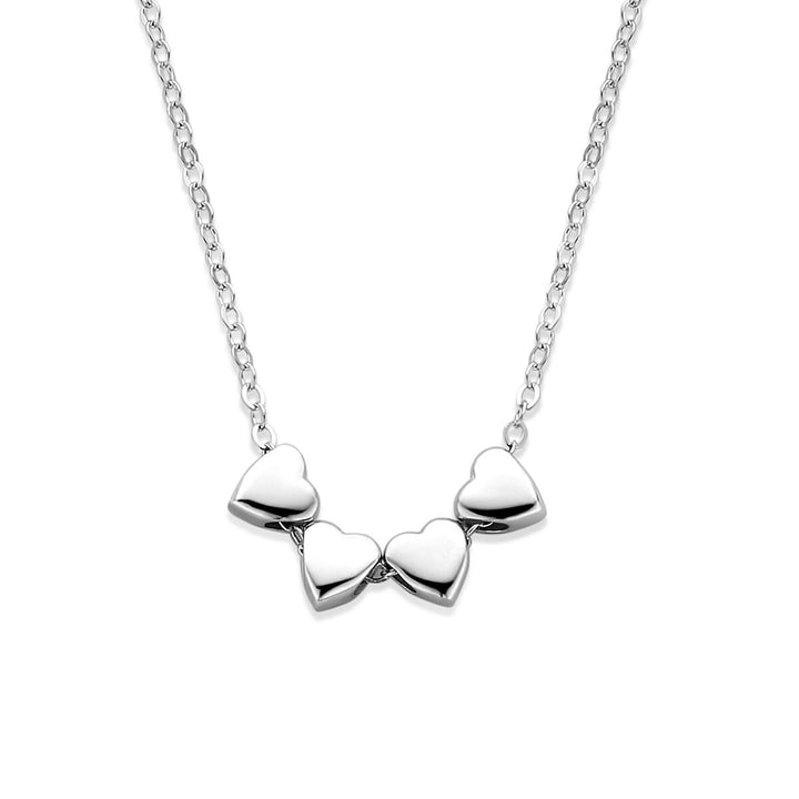 Gerhodineerd 925 zilveren collier met 4 hartjes