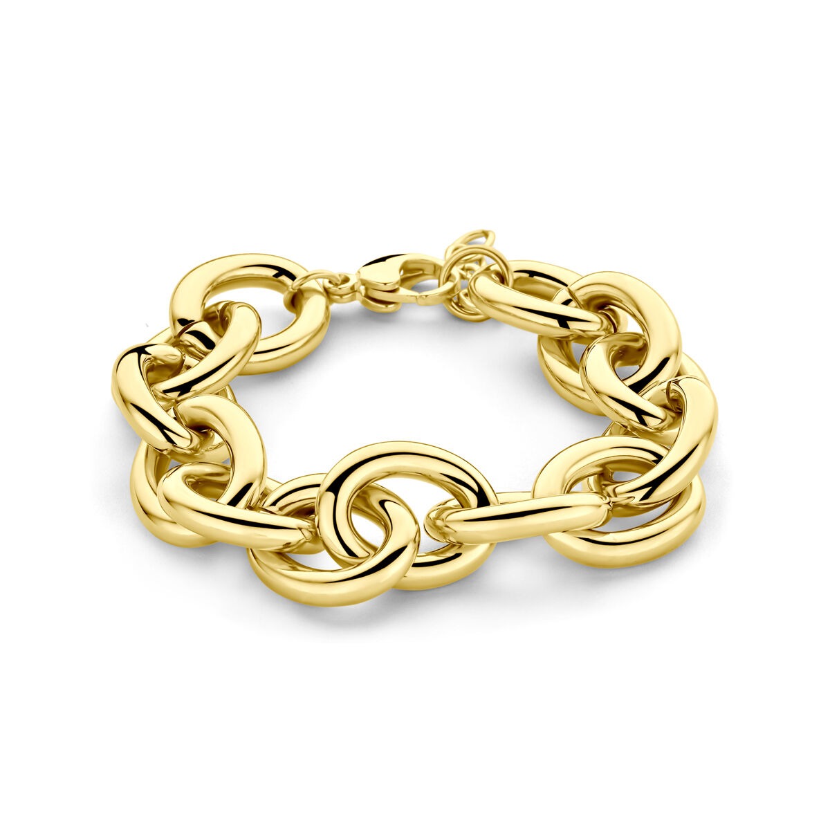 Goldfarbene Stahl-Ankerarmband mit Verlängerung und großen, geschlossenen Gliedern