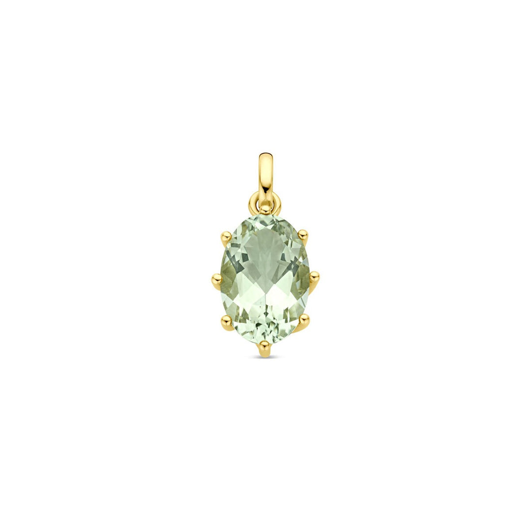 14k geelgouden hanger met groene amethist