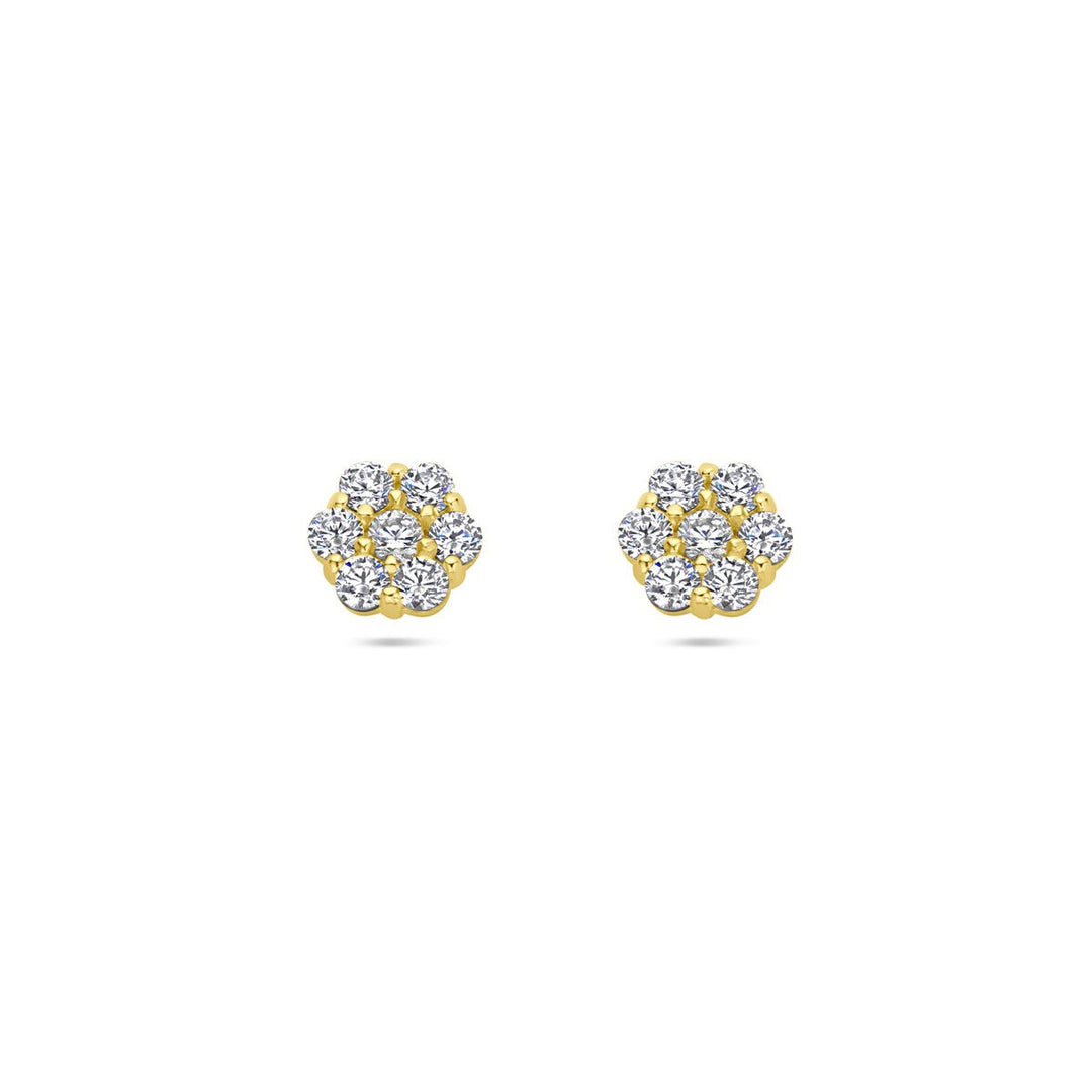 Ohrstecker Blume Zirkonia 14K Gelbgold