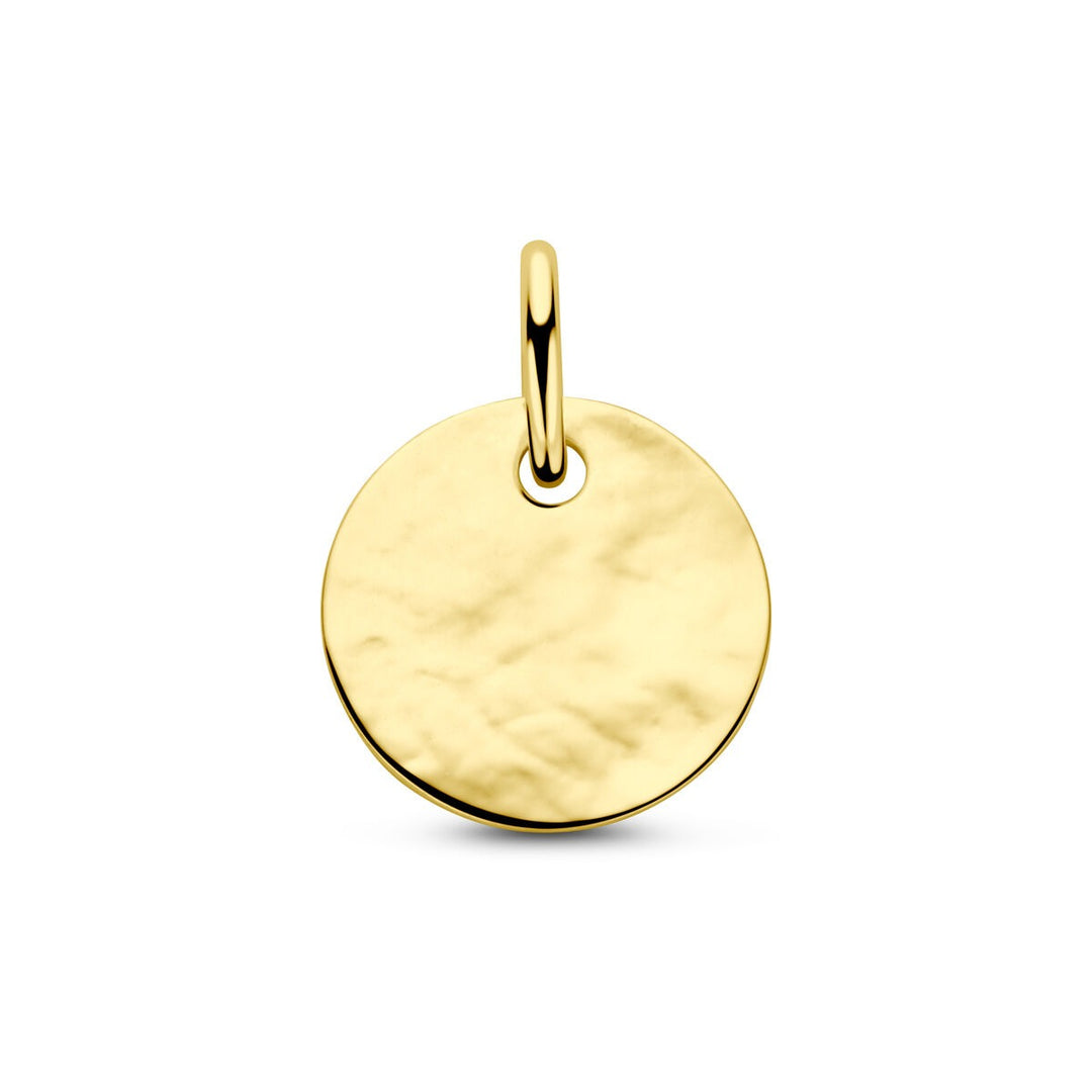 14k Geelgouden ronde graveerhanger dames