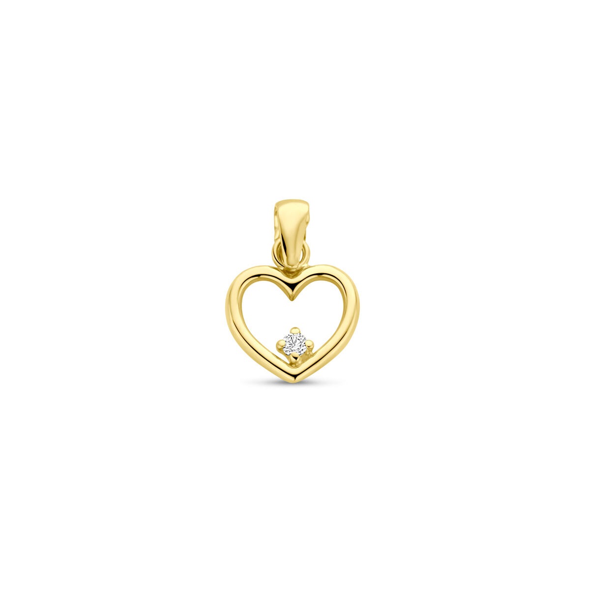 14k goldener Anhänger in Herzform mit Zirkonia, Durchmesser 13 mm