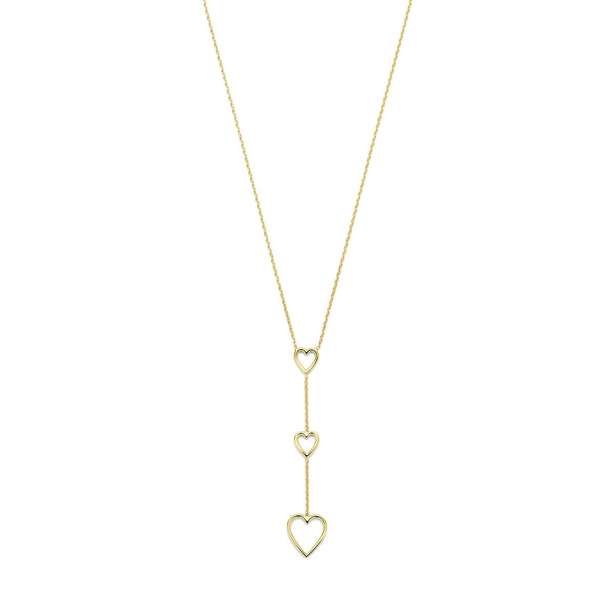 Geelverguld 925 zilveren Y-collier met hartjes