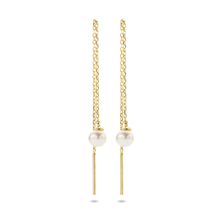 Durchziehohrringe Perle 14K Gelbgold