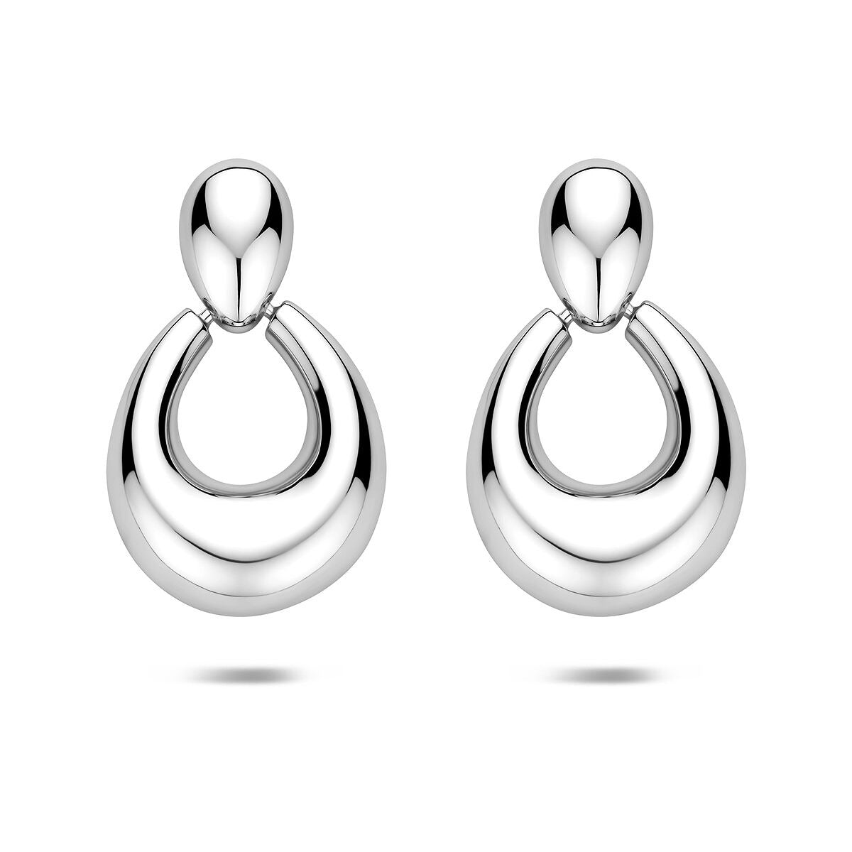 Gerhodineerte Silberne Ohrringe mit eleganter Form und feiner Linienführung