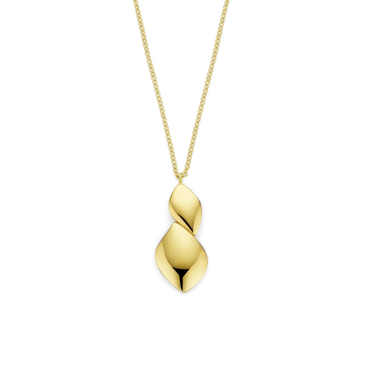 14k gelbgoldenes Collier mit eleganter, geschwungener Anhänger