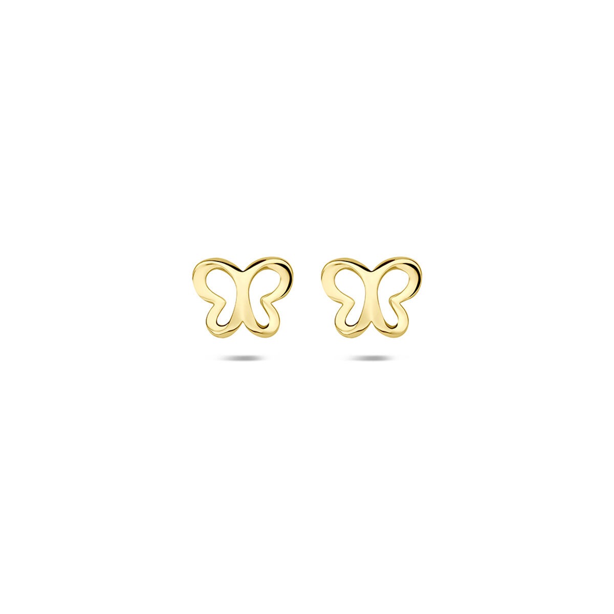 9k gelbgoldene Ohrstecker in Schmetterlingsform mit offener Kontur