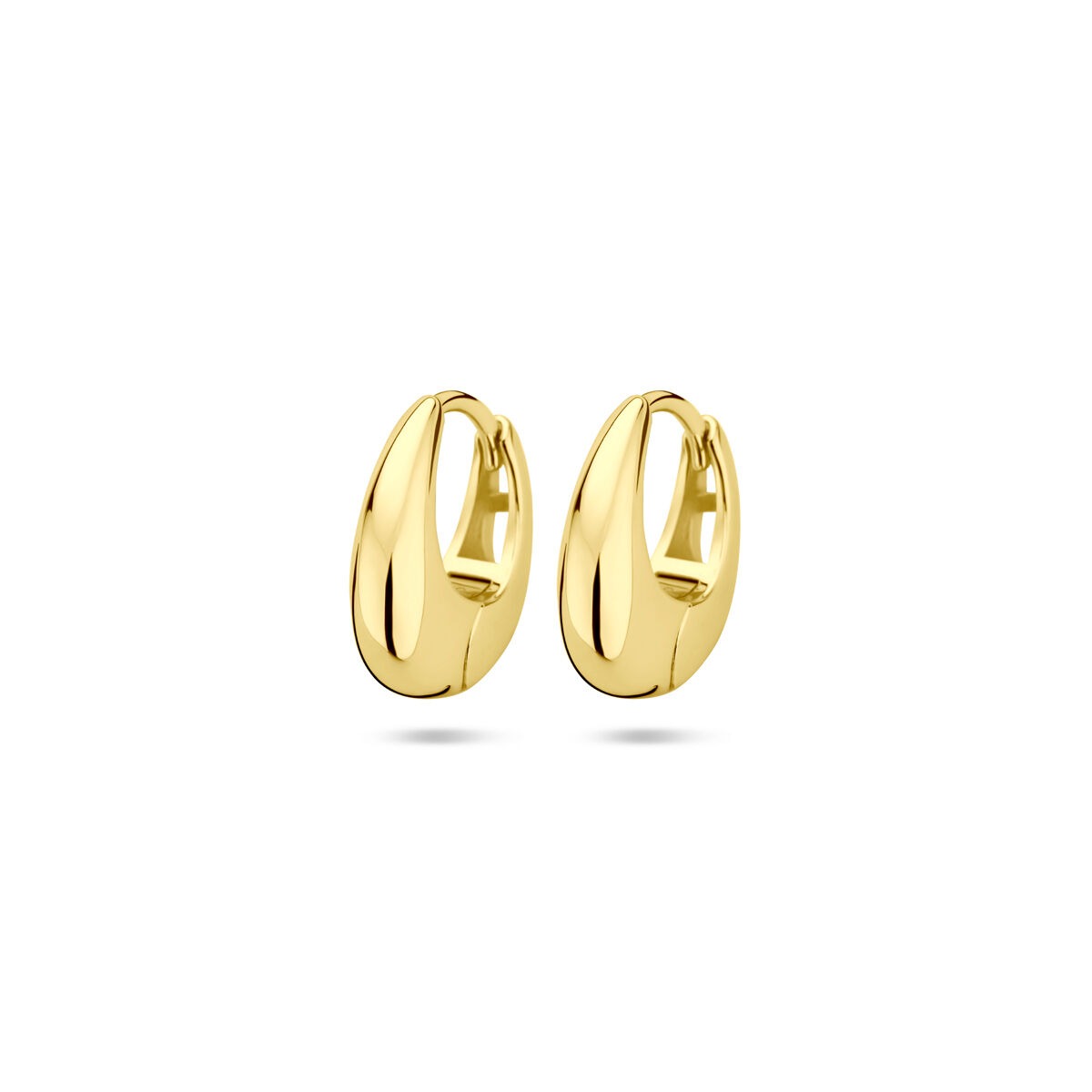 Vergoldete Silberklappohrringe in ovaler Form, 13,5 x 4,5 mm, mit glänzender Oberfläche