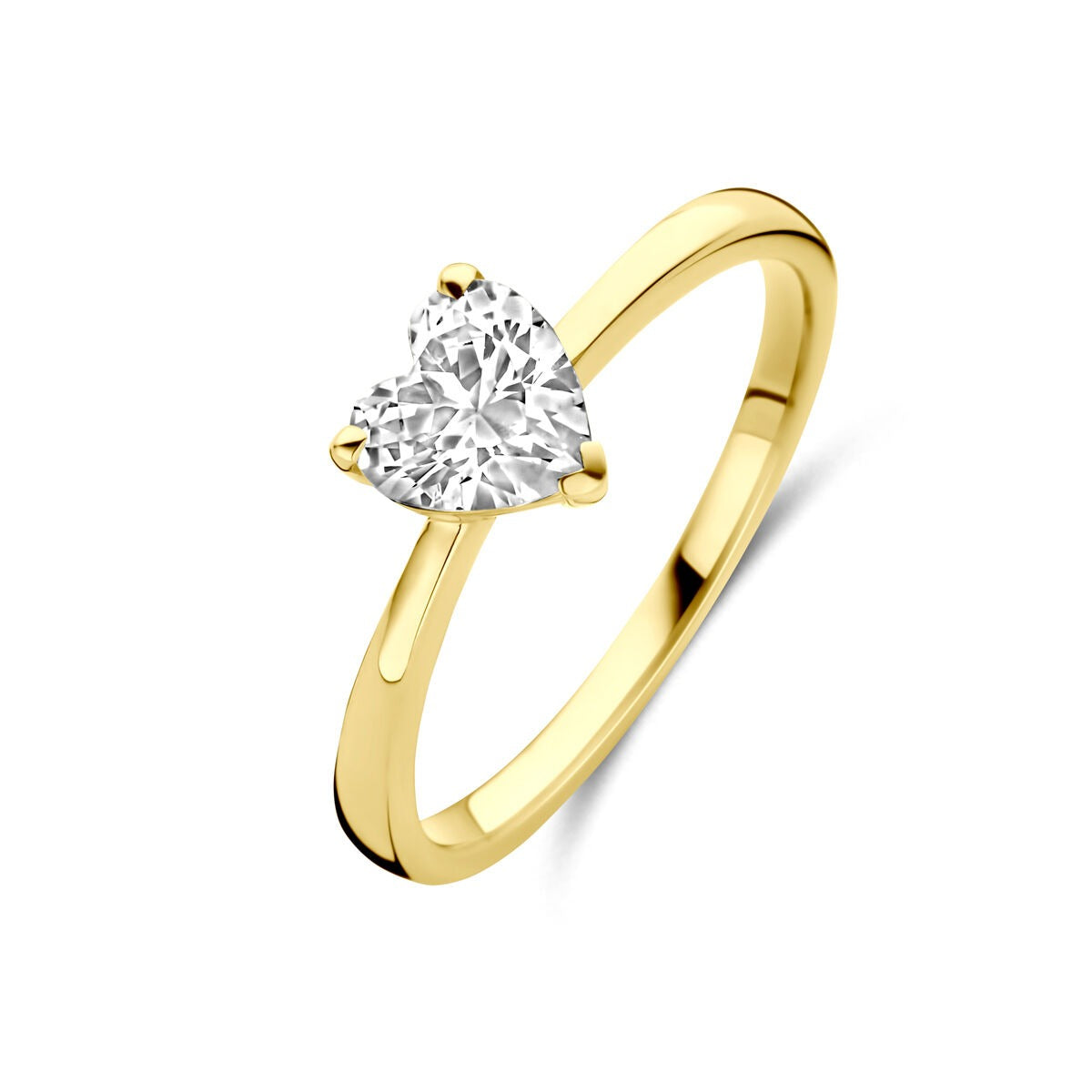 Ring aus 14k Gold mit herzförmigem Zirkonia von 6 mm