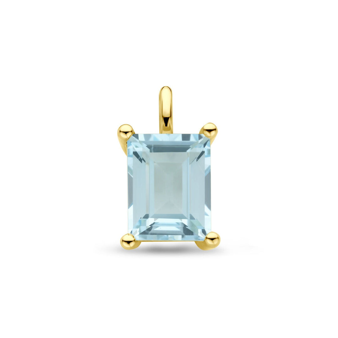 Verguld zilveren hanger met sky blue topaas – 14,5 x 8,5 mm