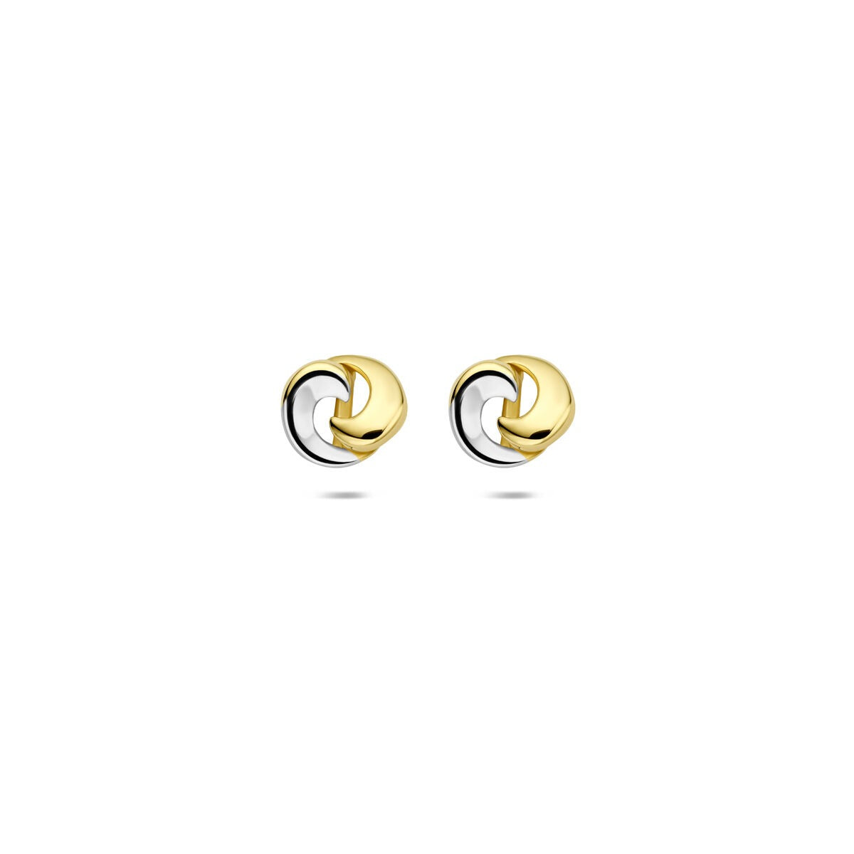 Bicolor Ohrstecker aus 14k Weiß- und Gelbgold in Knotenform