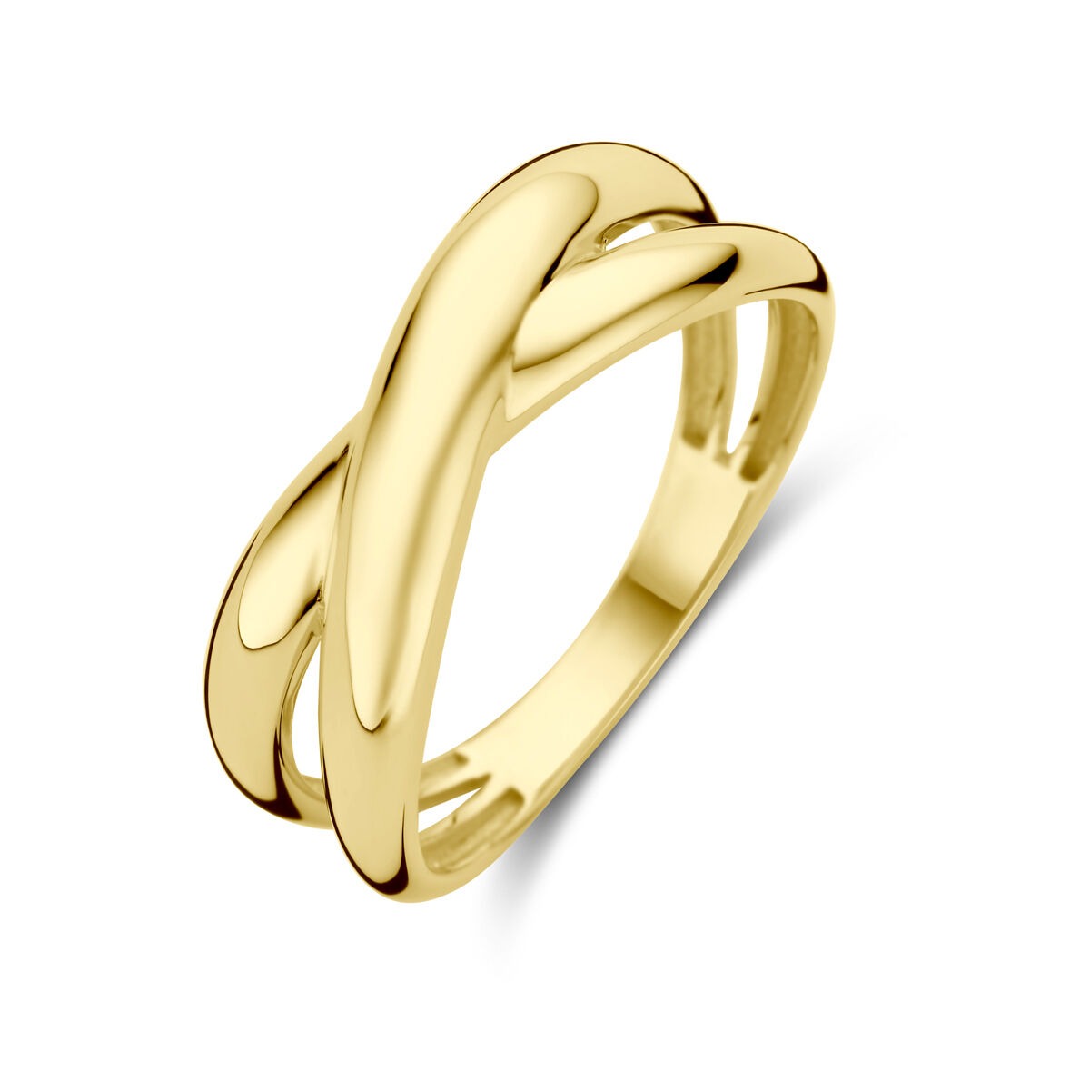 Ring aus 9 Karat Gelbgold mit geschwungenem Design und polierter Oberfläche