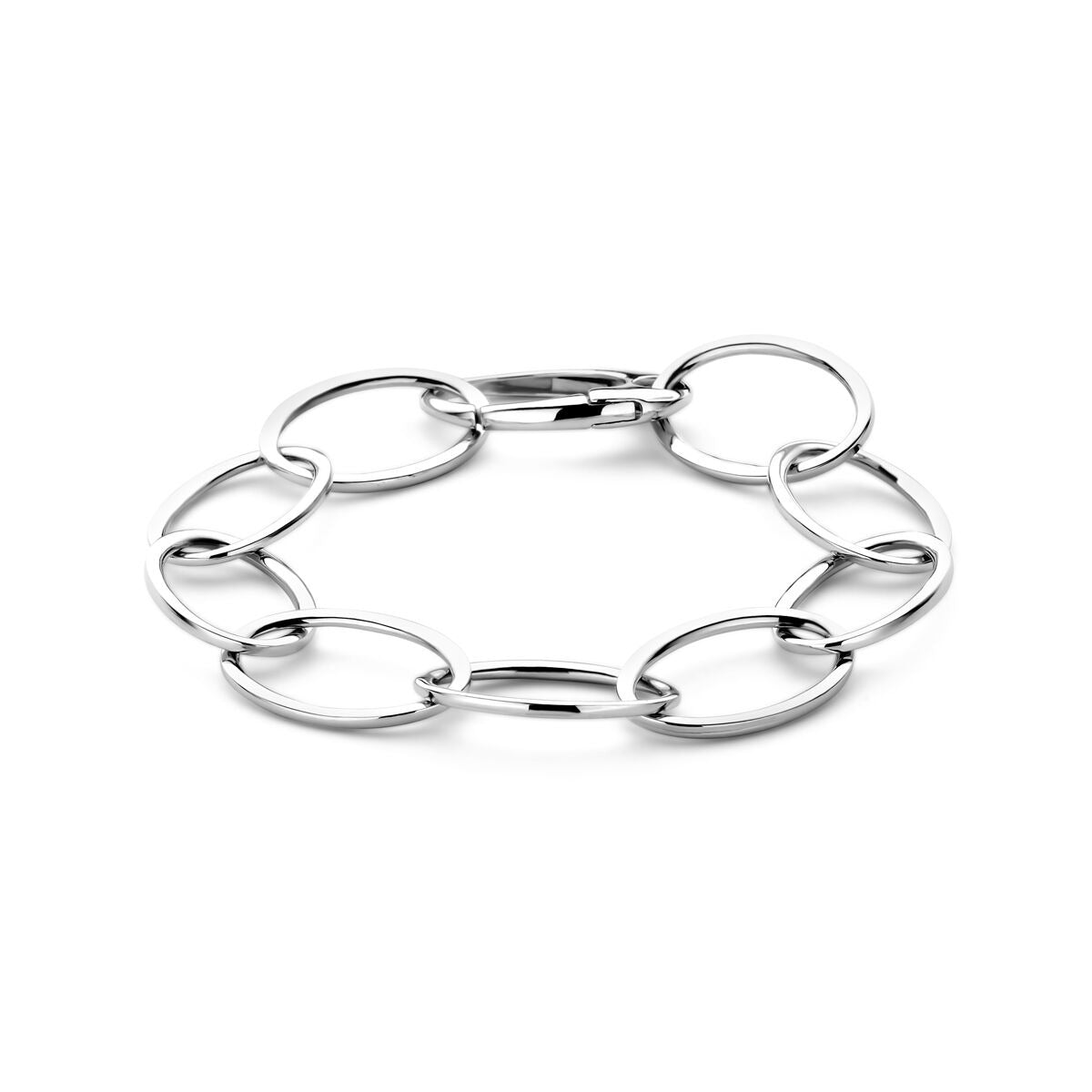 Silbernes Damenarmband, rhodiniert, mit Ankerkettengliedern, 16 mm breit