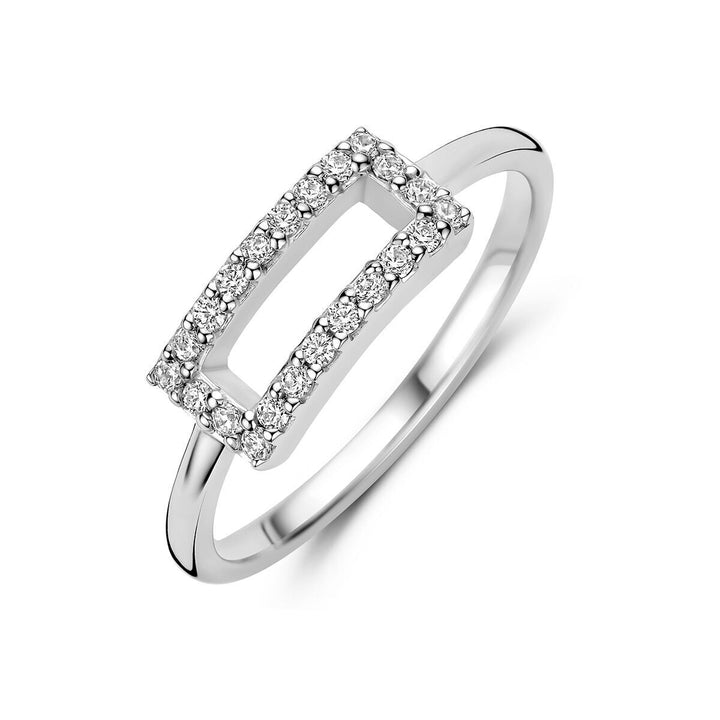 Rhodinierter Ring aus 925er Silber mit Zirkonia