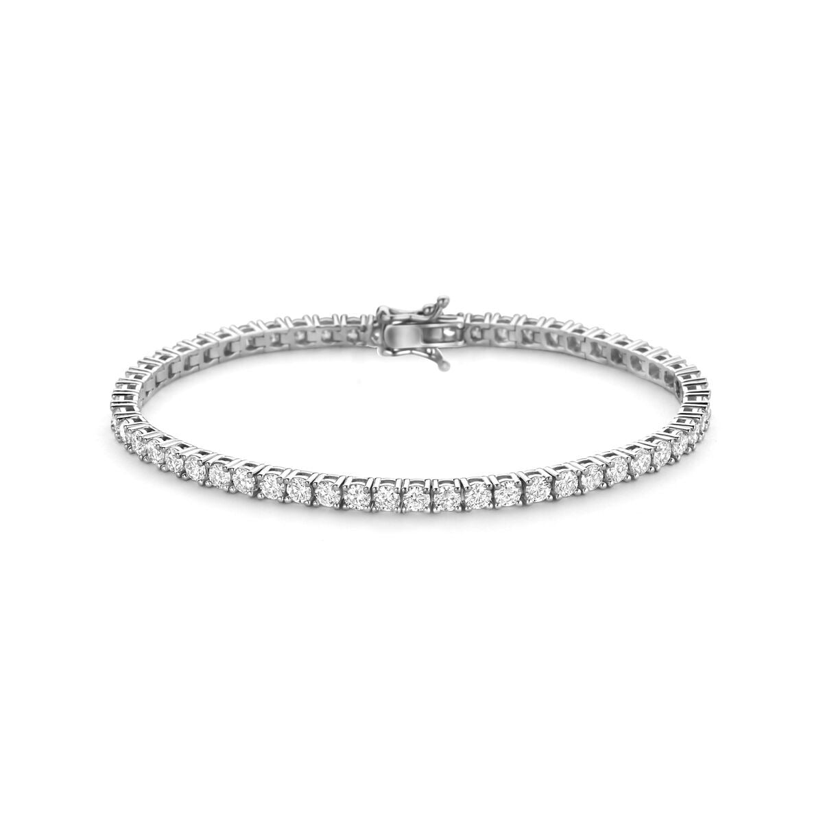 Silbernes Tennisarmband aus rhodiniertem 925 Silber mit Zirkonia-Steinen