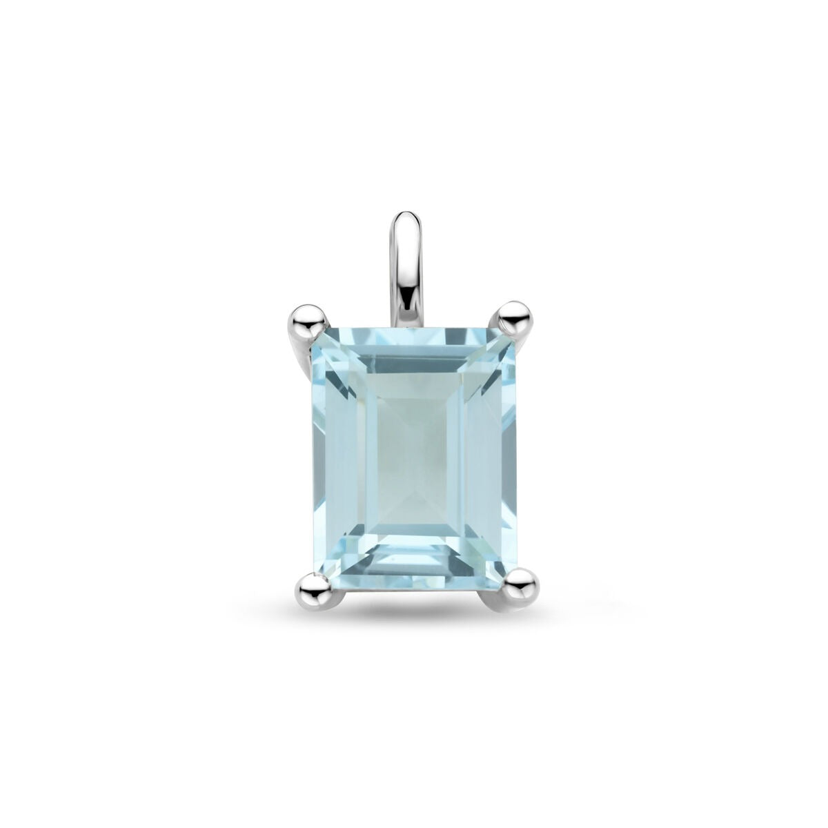 Hänger aus rhodiniertem 925 Silber mit rechteckigem, himmelblauem Topas, 14,5 x 8,5 mm