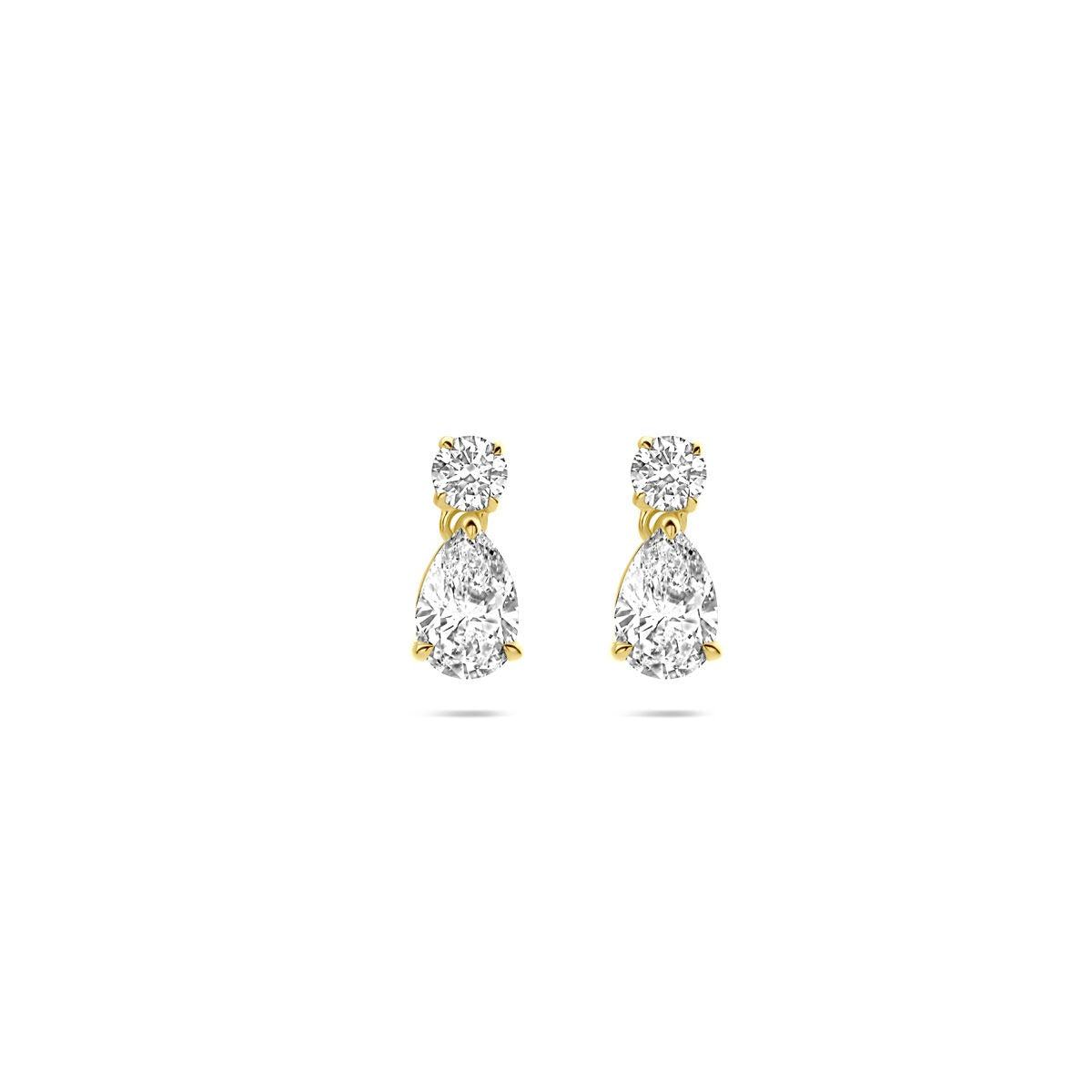 14k gelbgoldene Ohrhänger mit lab-grown Diamanten in Tropfenform – 1,25 ct