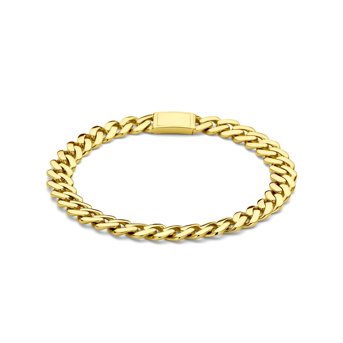 Unisex Gourmet-Armband aus 18k Gelbgold mit geflochtenem Design und schmalem Verschluss