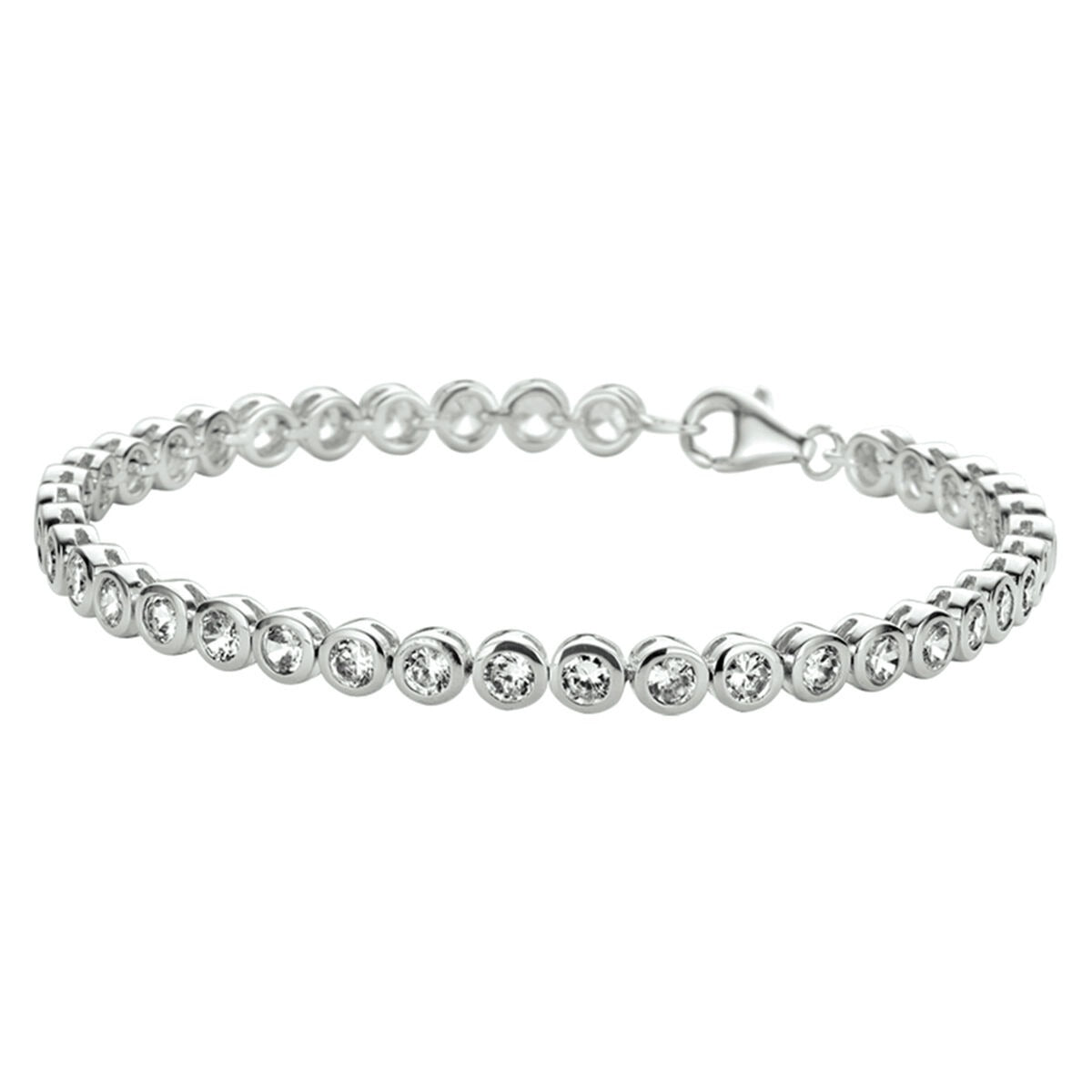 Silbernes Tennisarmband mit Zirkonia, zeitloses Design und runde Steine in feiner Anordnung