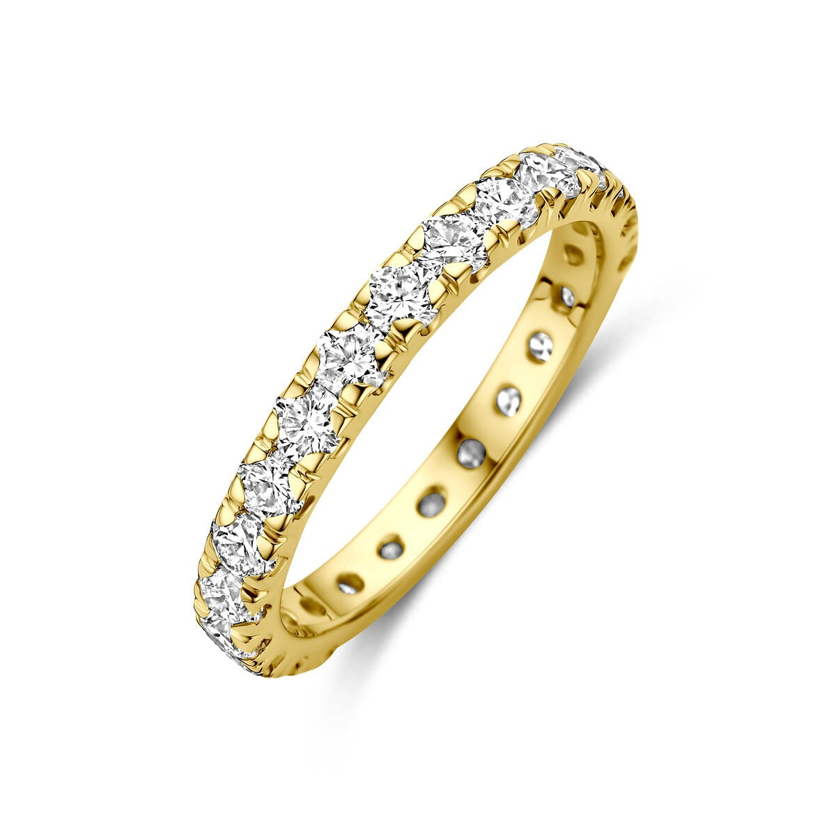 Ring aus 14 Karat Gelbgold mit mehreren lab-grown Diamanten und feiner Detailarbeit