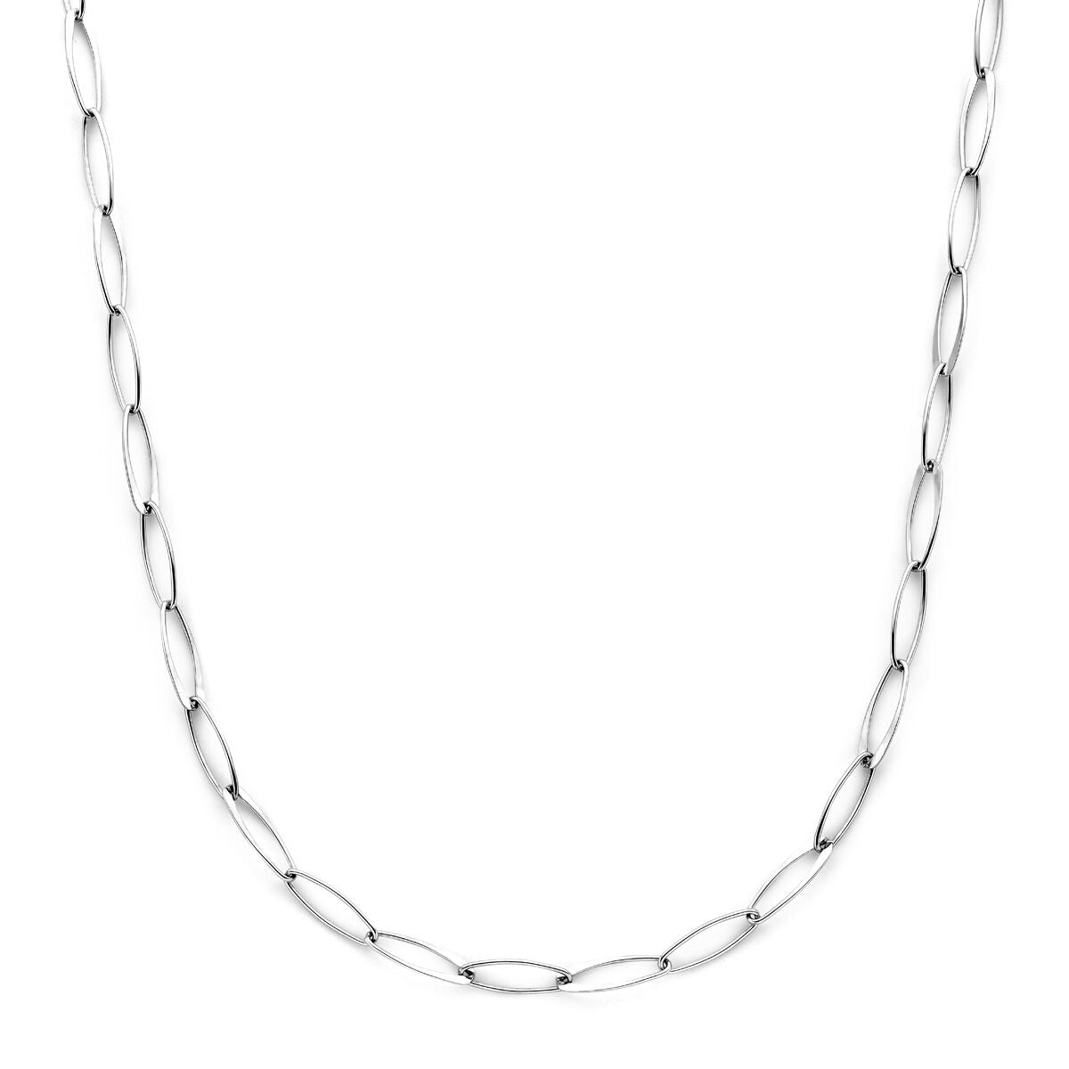 Collier aus rhodiniertem Silber mit ovalen Gliedern, 6 mm breit und 45 cm lang