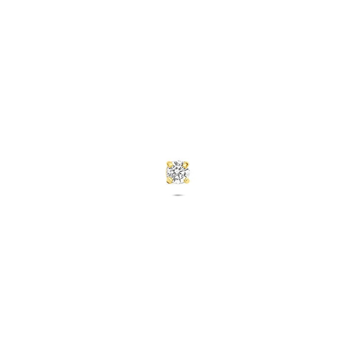 14k geelgouden flat back piercing met zirkonia