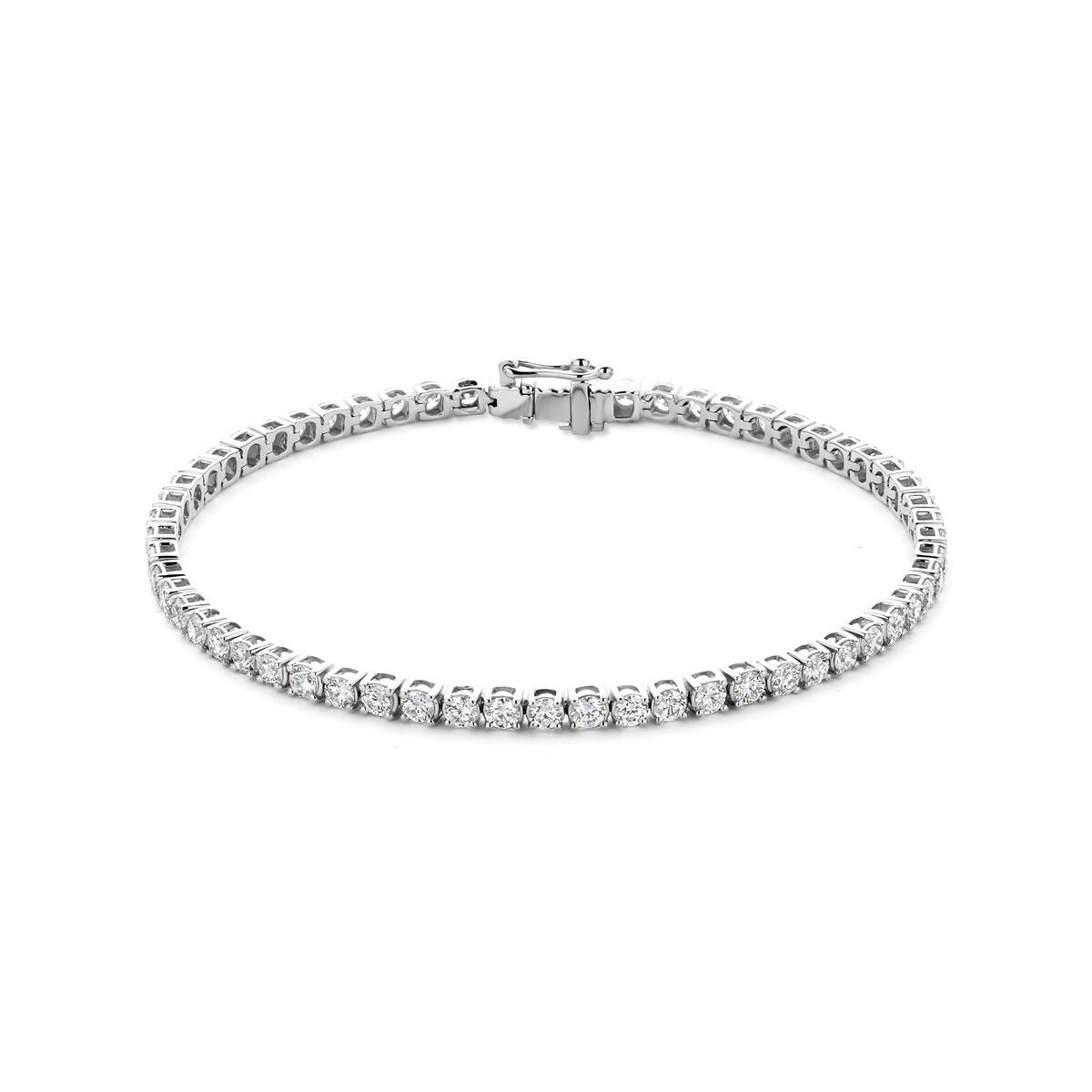 14k Weißgold Tennisarmband mit lab-grown Diamanten in klarer, runder Form