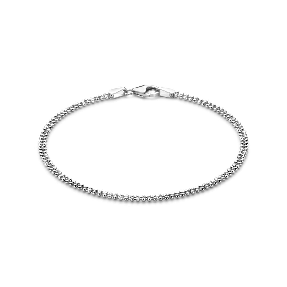 Silbernes Damenarmband mit einer Länge von 18 cm und einer Breite von 2,4 mm