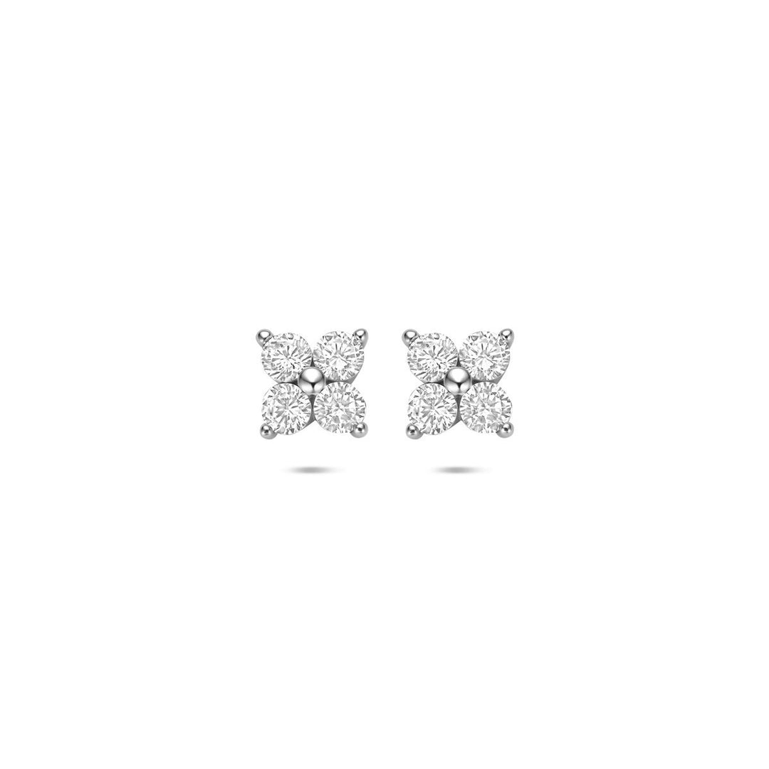 Zilveren oorknoppen met zirkonia – gerhodineerd 925 zilver
