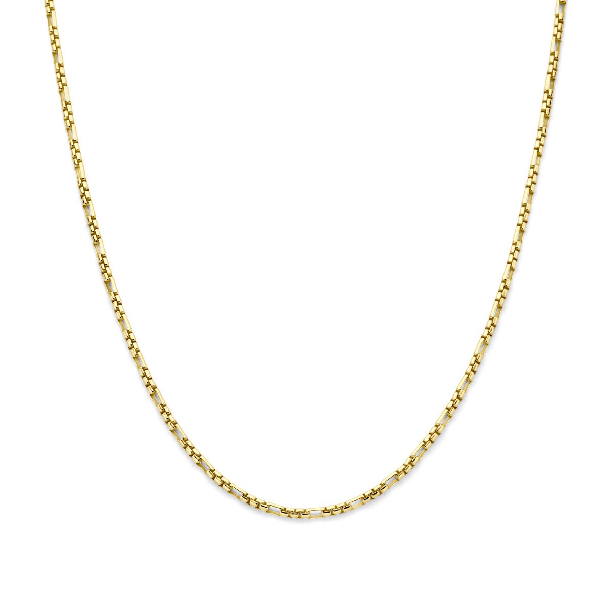 Damen Collier aus 14k Gelbgold mit silberner Kern, 45 cm lang, feine Gliederkette