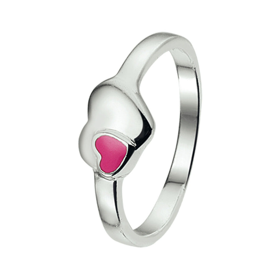 Ring Herz Emaille Silber rhodiniert