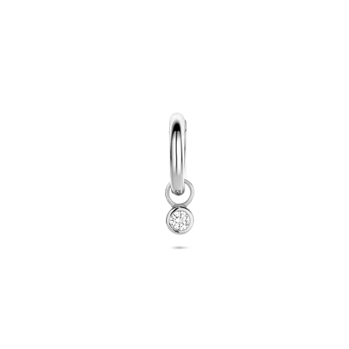 Gerhodinierter Silberohrring mit Zirkonia, rundes Design und glänzender Oberfläche