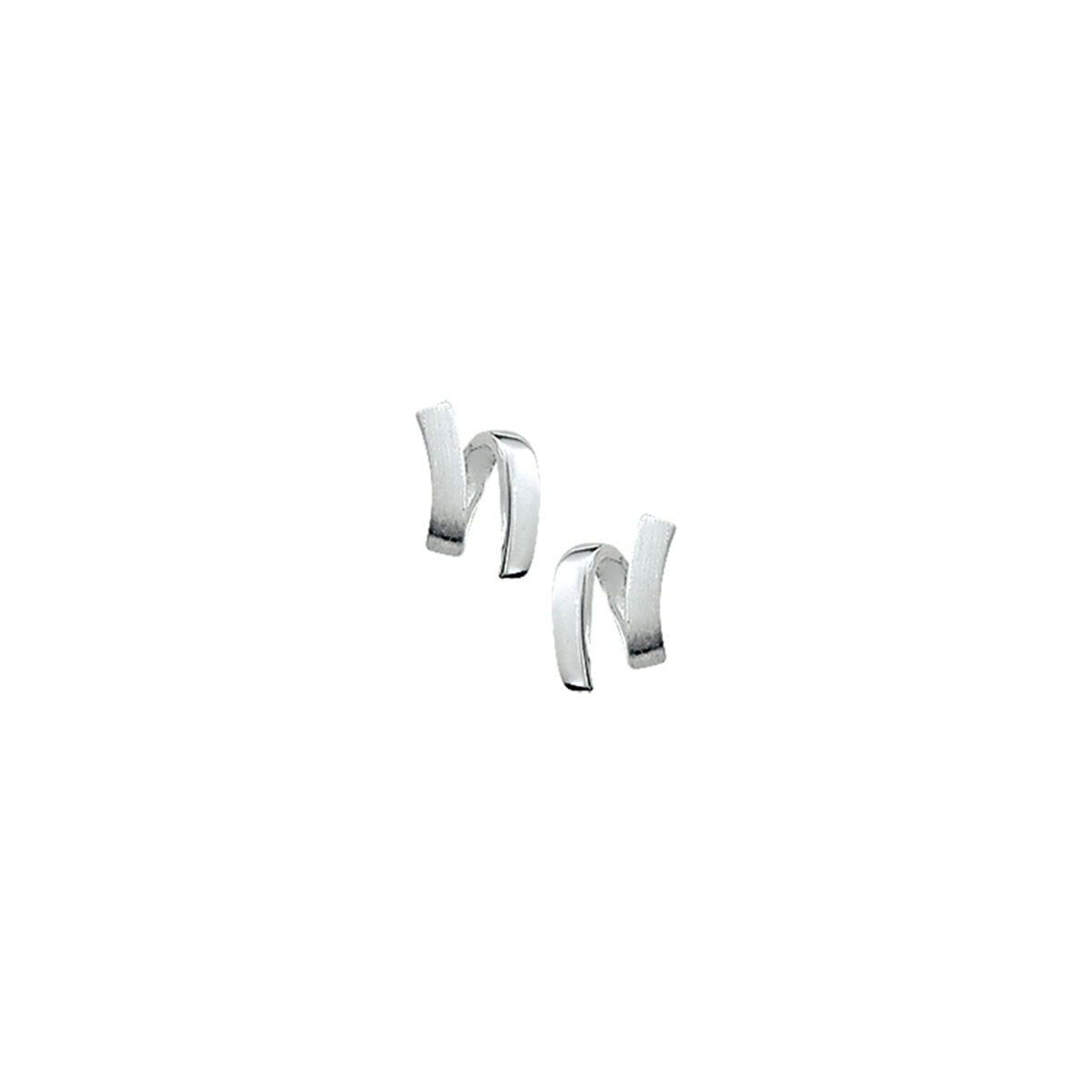 Gerhodinierte 925 Silber-Ohrstecker mit polierter und matter Oberfläche