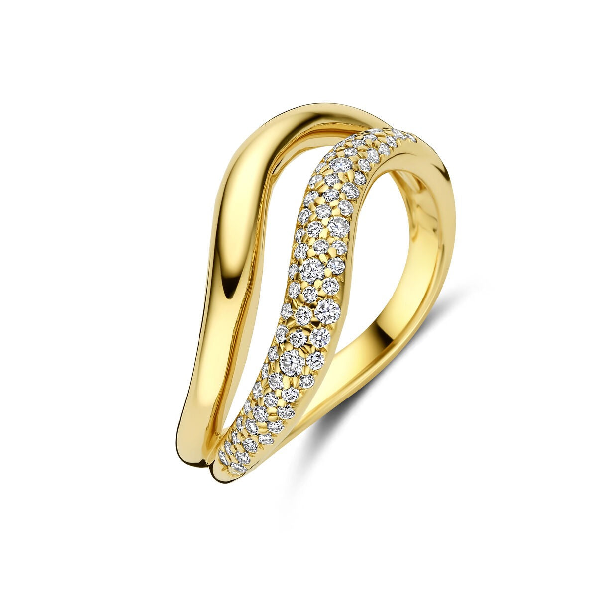 Ring aus 14k Gelbgold mit 0,32 ct Diamanten in einer geschwungenen Form