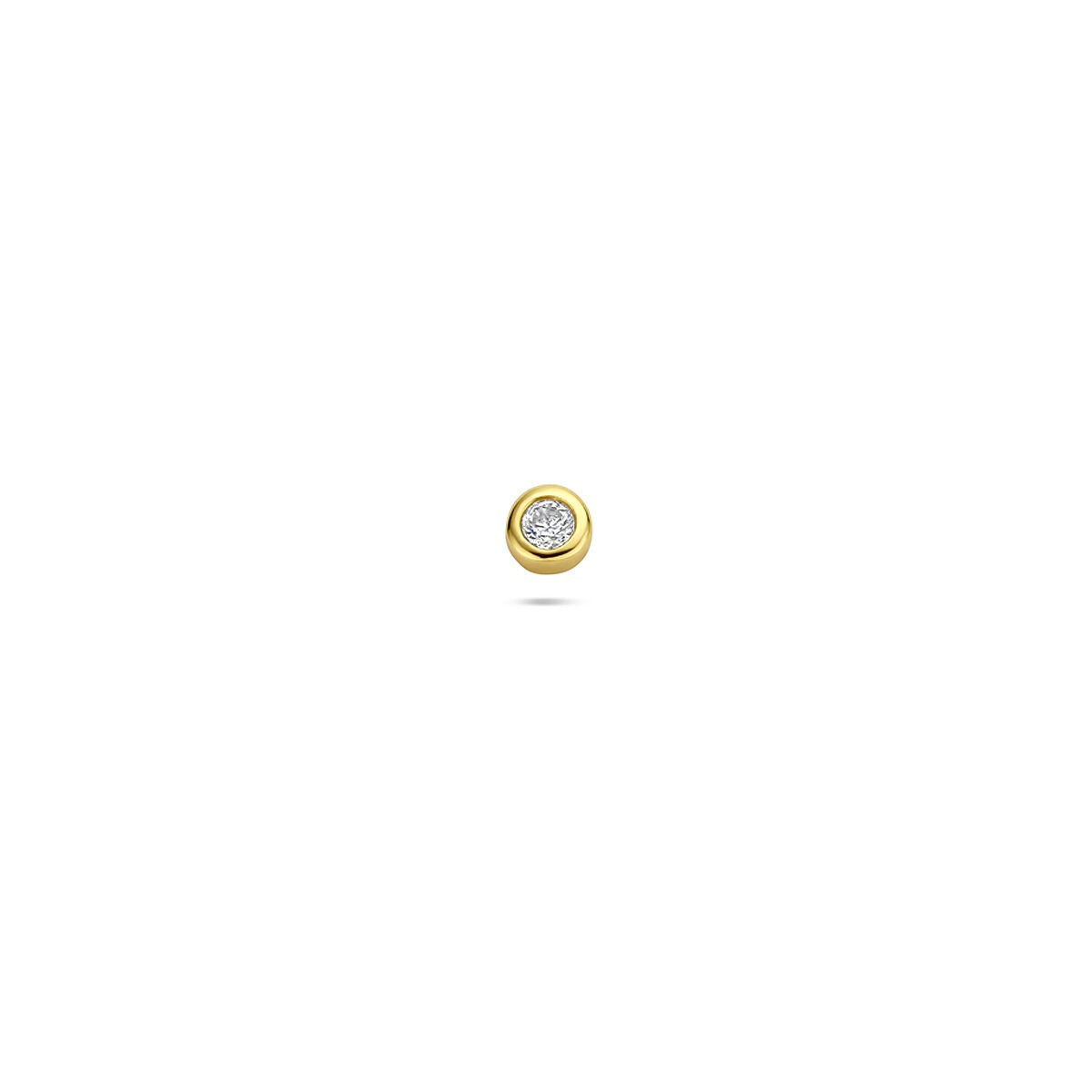 Vergoldetes 925 Silber Flat Back Piercing mit runder Zirkonia in der Mitte