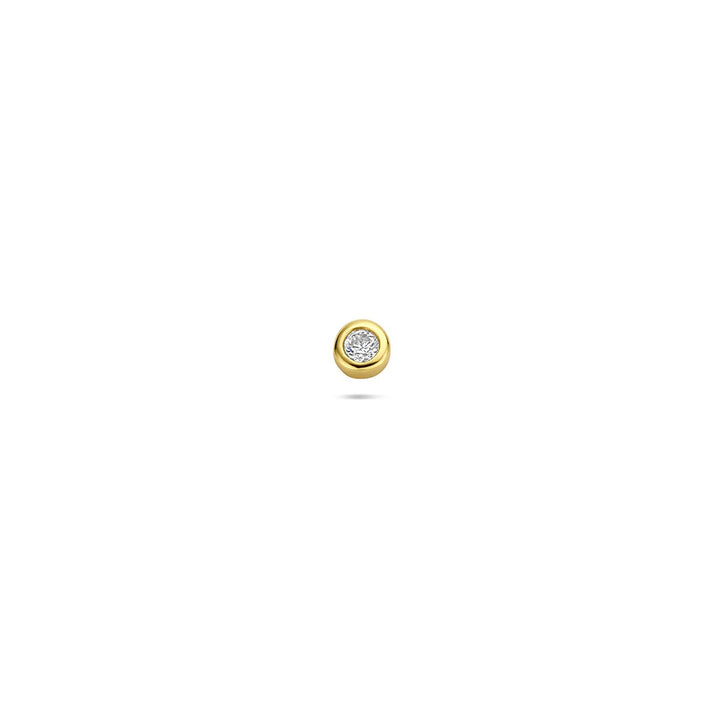 Verguld 925 zilveren flat back piercing met ronde zirkonia